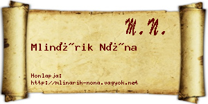 Mlinárik Nóna névjegykártya